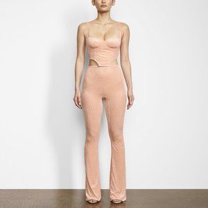 SKIMS Velvet Corset Top in Peach with Matching Gloves - SMALL